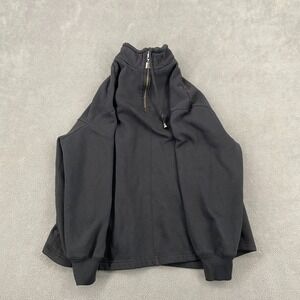 VTG Pacer Quarter Zip Sweatshirt Womens Petites Small Black Side Ribbed Pullover